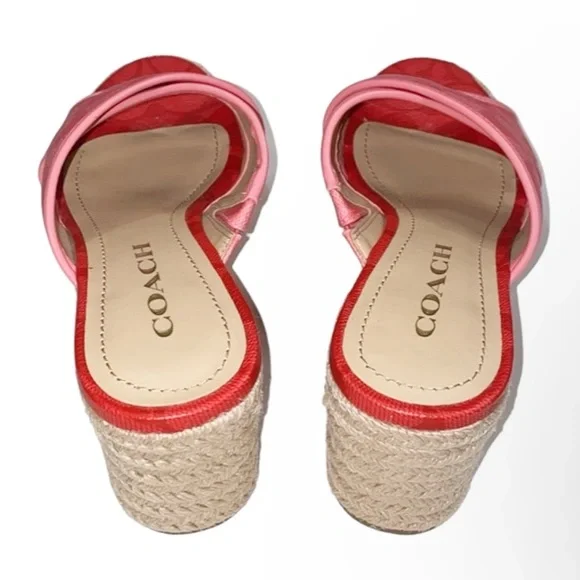 Coach Pink/Red Espadrille Sandals, Size 6 - Picture 5 of 17